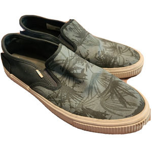 Toms Mens 8M Baja Green Tropical Palm Good Textile Slip On Espadrille Shoes